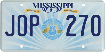 MS license plate JOP270