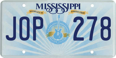 MS license plate JOP278