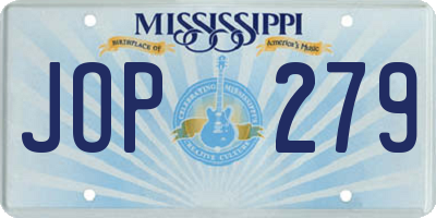 MS license plate JOP279