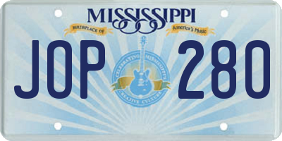 MS license plate JOP280