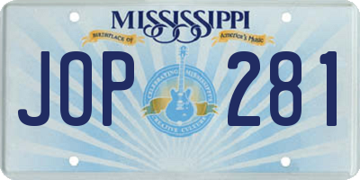 MS license plate JOP281