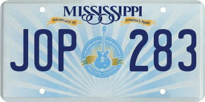 MS license plate JOP283