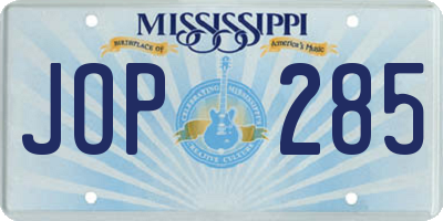 MS license plate JOP285