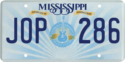 MS license plate JOP286