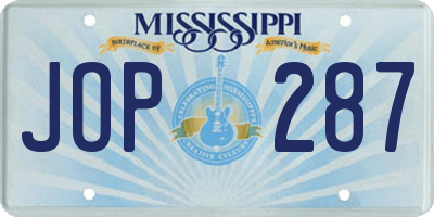 MS license plate JOP287