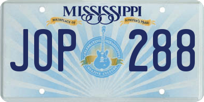 MS license plate JOP288