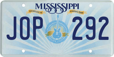 MS license plate JOP292