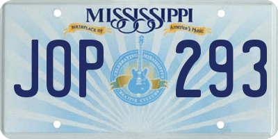 MS license plate JOP293