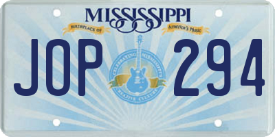 MS license plate JOP294