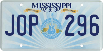 MS license plate JOP296
