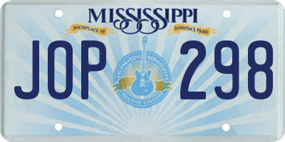 MS license plate JOP298