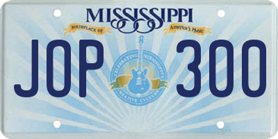MS license plate JOP300
