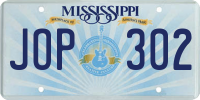 MS license plate JOP302
