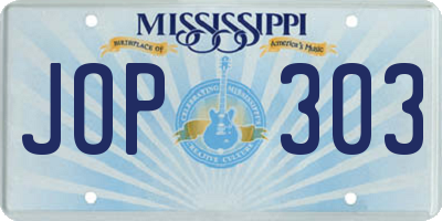 MS license plate JOP303