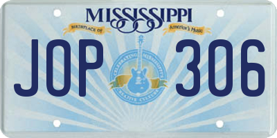 MS license plate JOP306