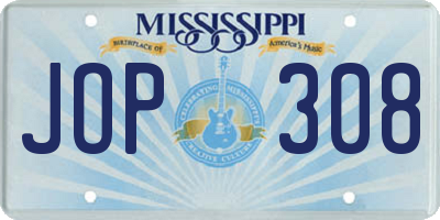 MS license plate JOP308
