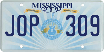 MS license plate JOP309
