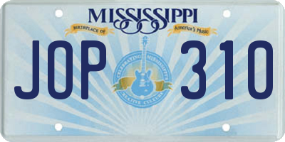 MS license plate JOP310