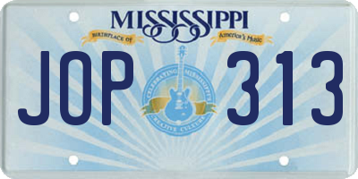 MS license plate JOP313