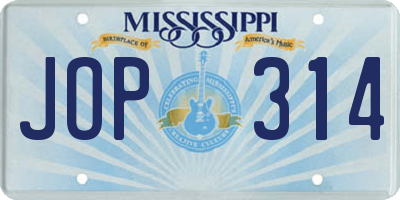 MS license plate JOP314