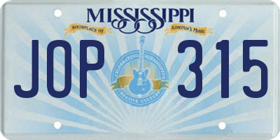 MS license plate JOP315