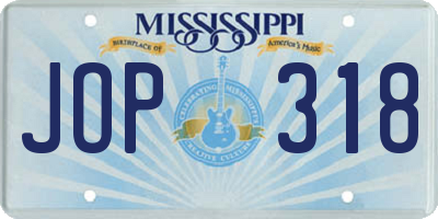 MS license plate JOP318