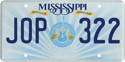 MS license plate JOP322