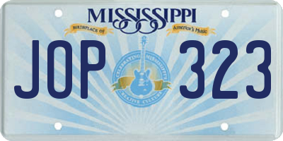 MS license plate JOP323