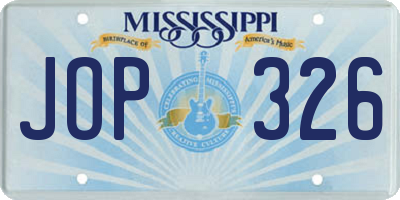 MS license plate JOP326