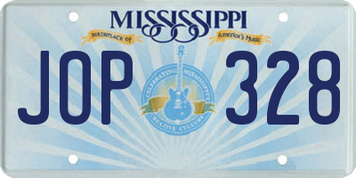 MS license plate JOP328