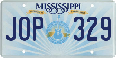 MS license plate JOP329