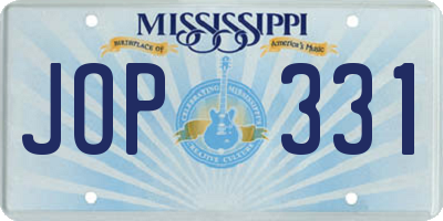 MS license plate JOP331