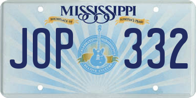 MS license plate JOP332