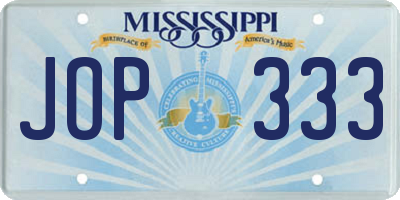 MS license plate JOP333