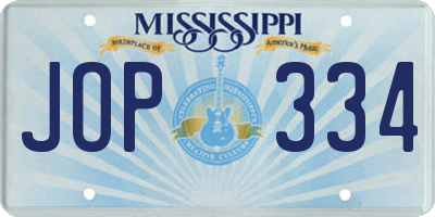 MS license plate JOP334
