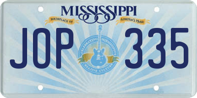 MS license plate JOP335