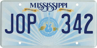 MS license plate JOP342