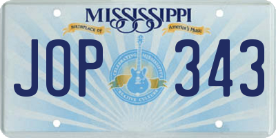 MS license plate JOP343