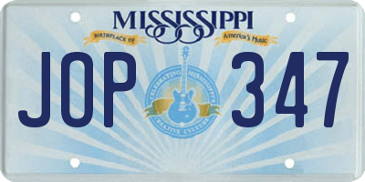 MS license plate JOP347