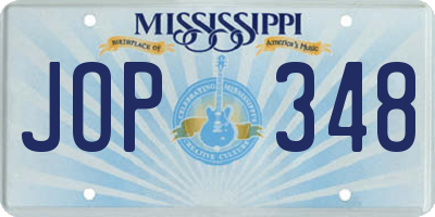 MS license plate JOP348