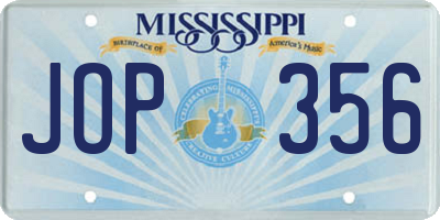 MS license plate JOP356
