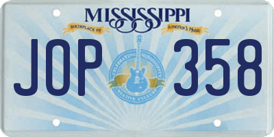 MS license plate JOP358