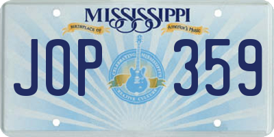 MS license plate JOP359