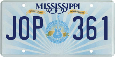 MS license plate JOP361