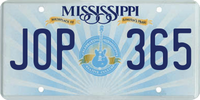 MS license plate JOP365