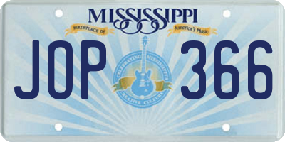 MS license plate JOP366