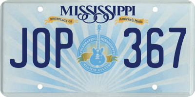 MS license plate JOP367
