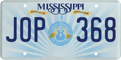 MS license plate JOP368