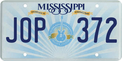 MS license plate JOP372