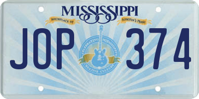 MS license plate JOP374